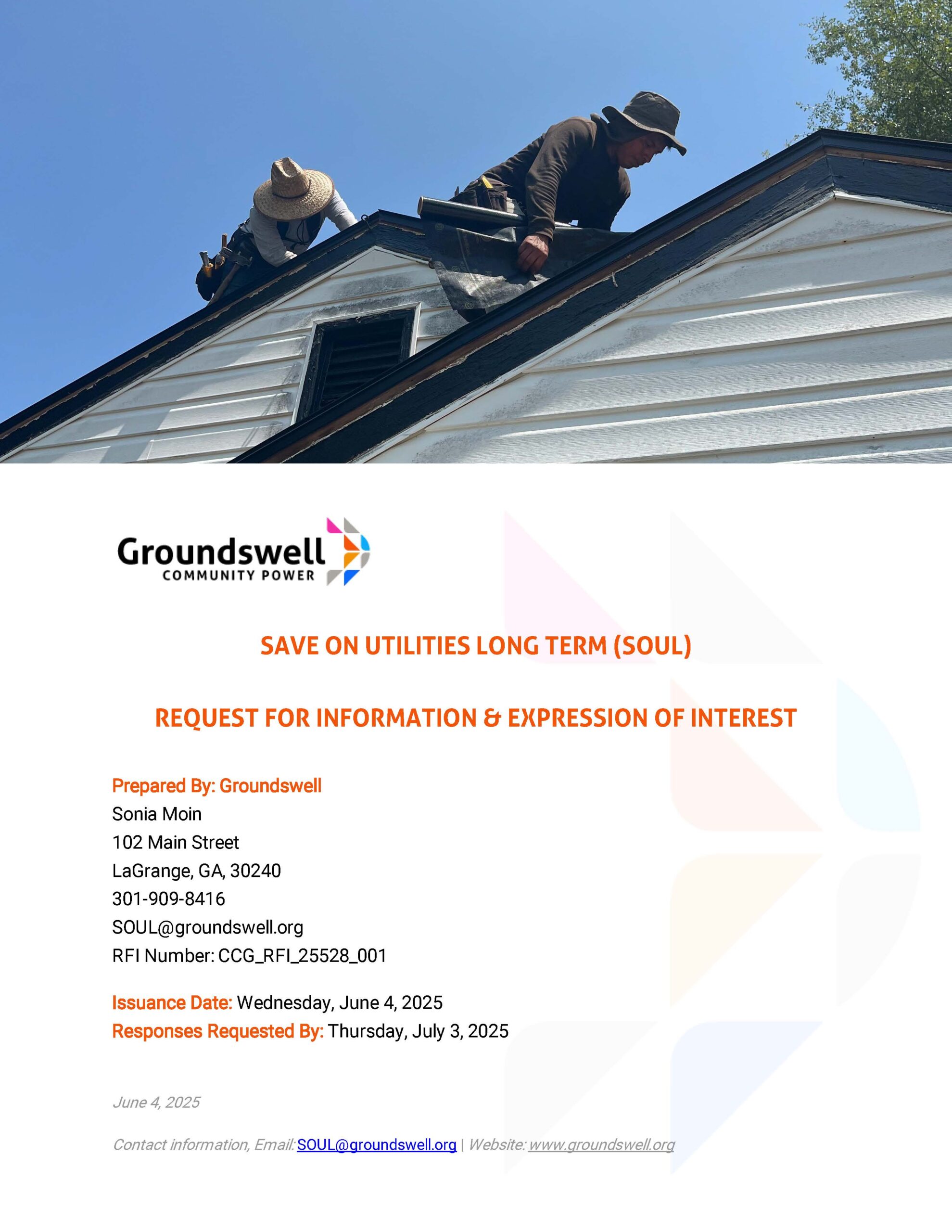 Save On Utilities Long term Request for Information and Expression of Interest