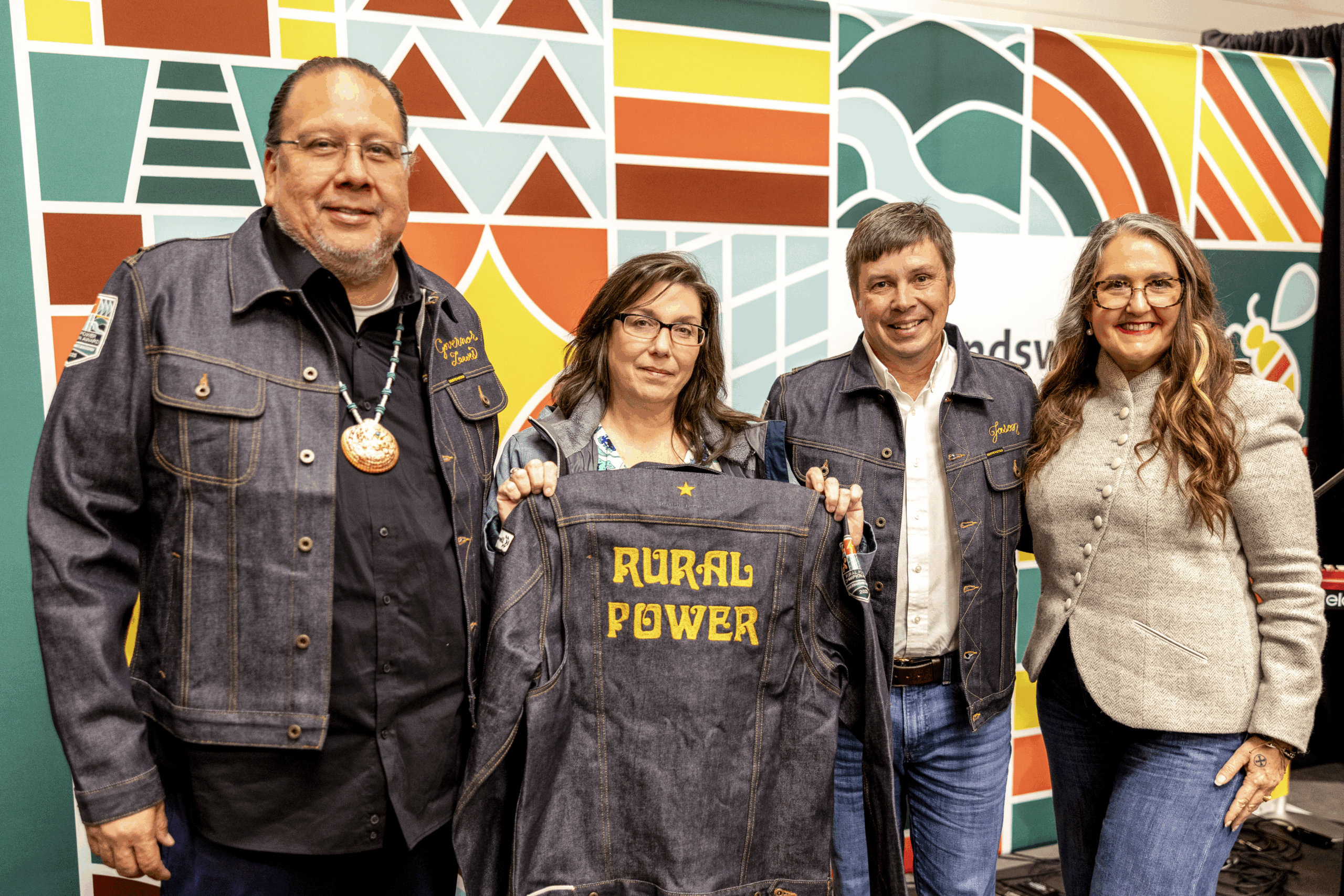 Photograph of the winners of Groundswell's 2025 Rural Power Awards at the Rural Renaissance Roadshow including Groundswell CEO Michelle Moore.